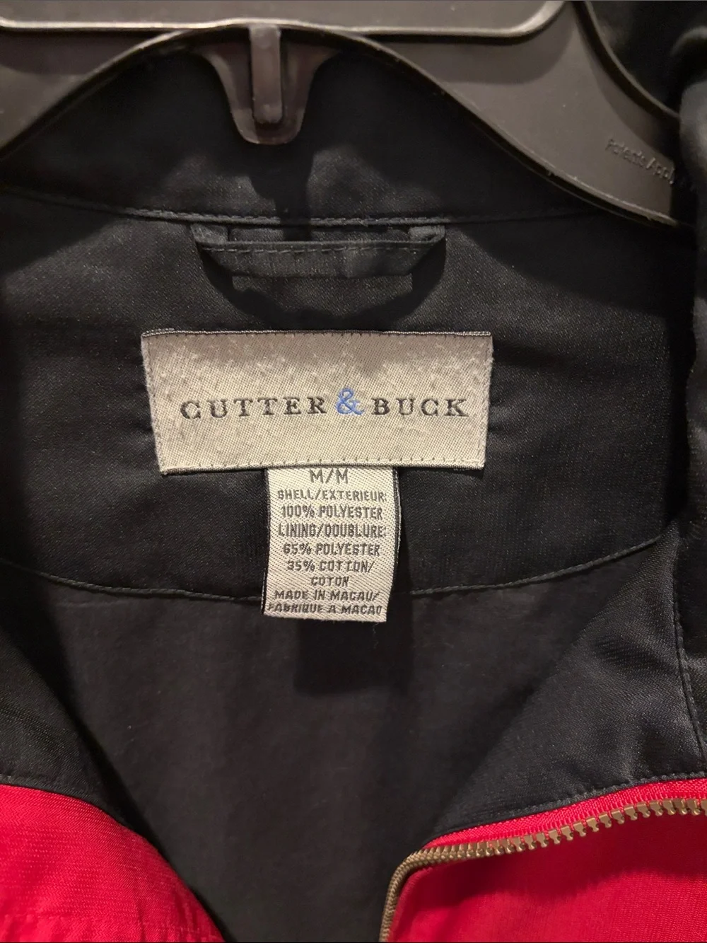 Cutter & Buck Men's Red Zippered Windbreaker Jacket